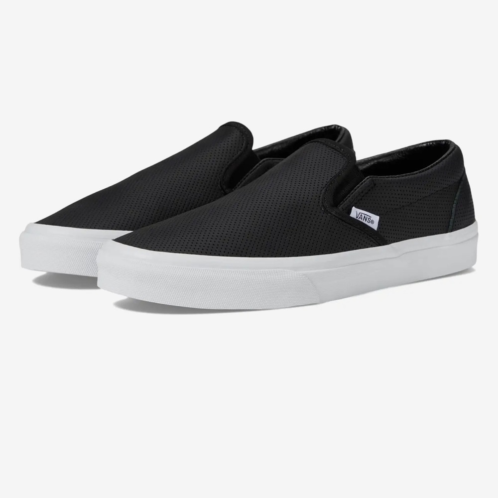 Vans Black and White Canvas Slip-On Loafers